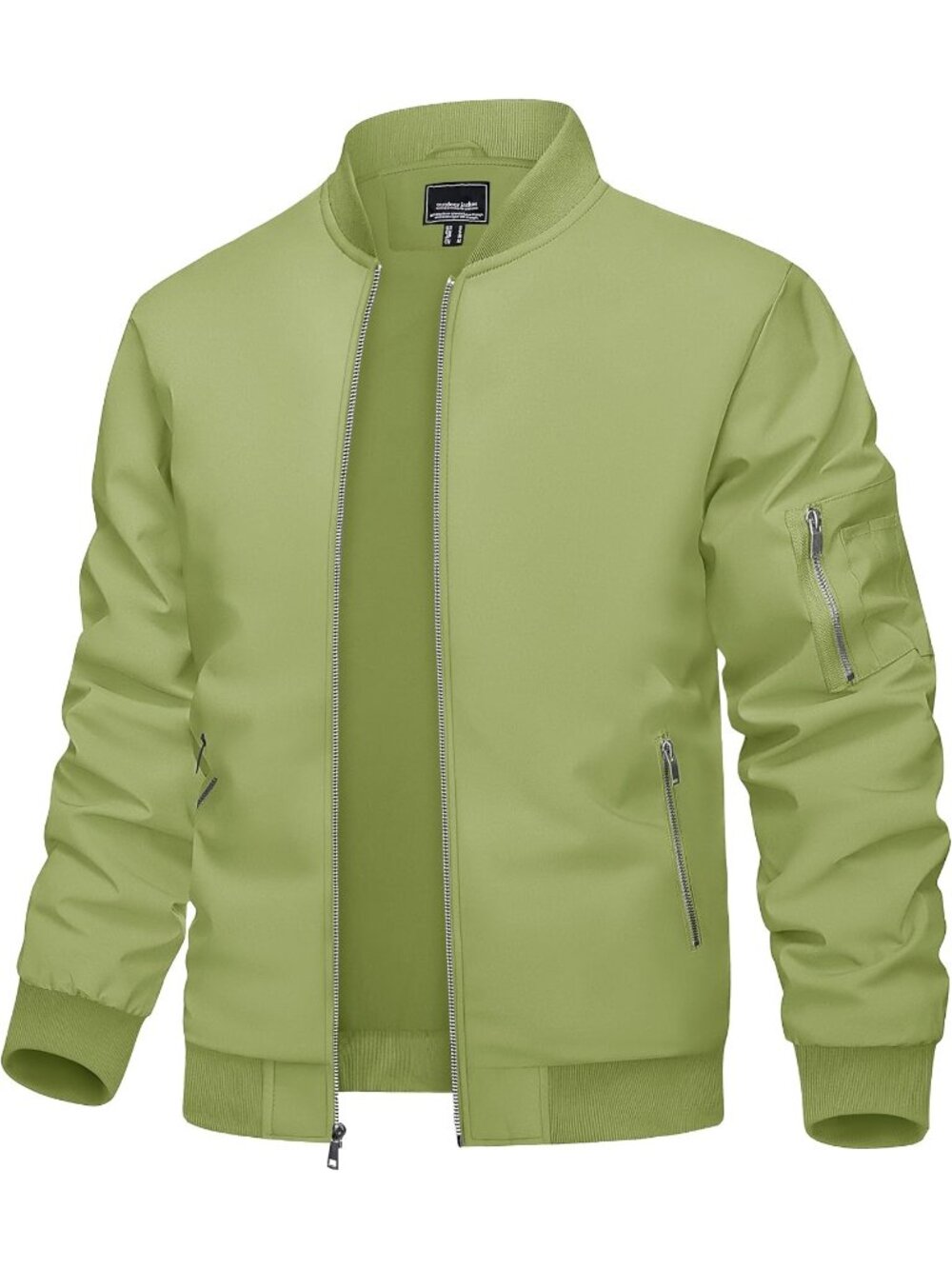 🆕Men's Olive Green Bomber Jacket Lightweight Spring Fall Windbreaker Casual